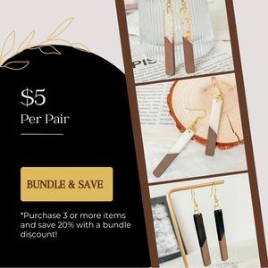 New Earrings-GORGEOUS! | Wood & Resin | 3 color options | Buy 3 & Save!